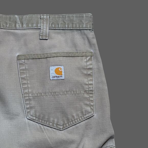 Carhartt Mens XL Cargo Shorts Stone Tan Gray Distressed Worn GUC - Picture 9 of 9